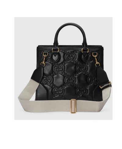 Gucci Gg Matelassé Leather Tote In Black
