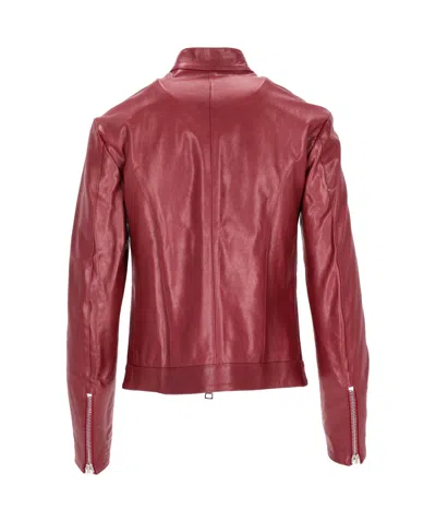 Lela Rose Zip-up Leather Jacket In Burgundy
