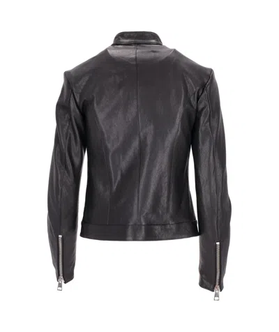 Lela Rose Colour-block Leather Biker Jacket In Black