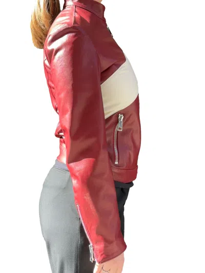 Lela Rose Zip-up Leather Jacket In Burgundy