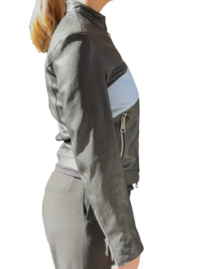 Lela Rose Colour-block Leather Biker Jacket In Black