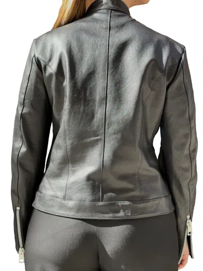 Lela Rose Colour-block Leather Biker Jacket In Black