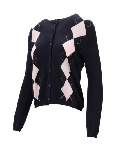 Lela Rose Diamond-pattern Cardigan In Black