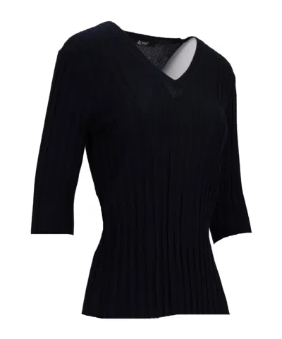 Lela Rose V-neck Sweater In Black