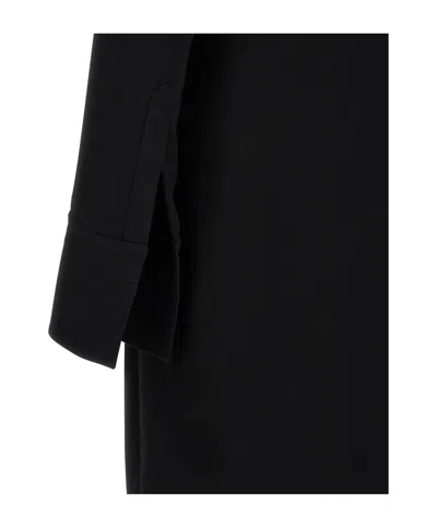 Dries Van Noten Delsey Dress Draped Neckline Long Sleeves In Black