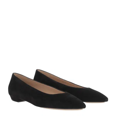 Gianvito Rossi Suede Pointed-toe Ballerina Flats In Black