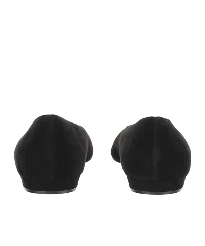 Gianvito Rossi Suede Pointed-toe Ballerina Flats In Black