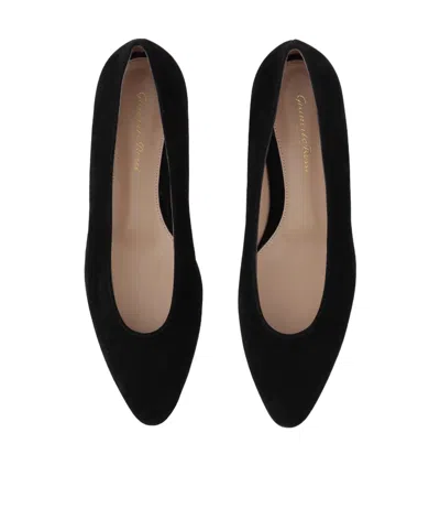 Gianvito Rossi Suede Pointed-toe Ballerina Flats In Black
