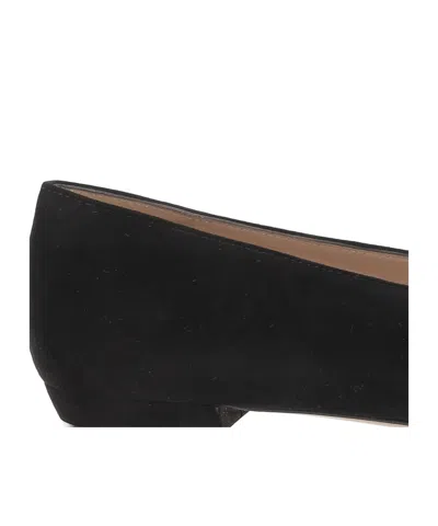 Gianvito Rossi Suede Pointed-toe Ballerina Flats In Black