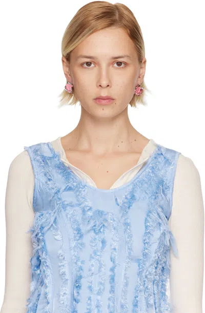 Marni Flower Embellished Earrings In Pink