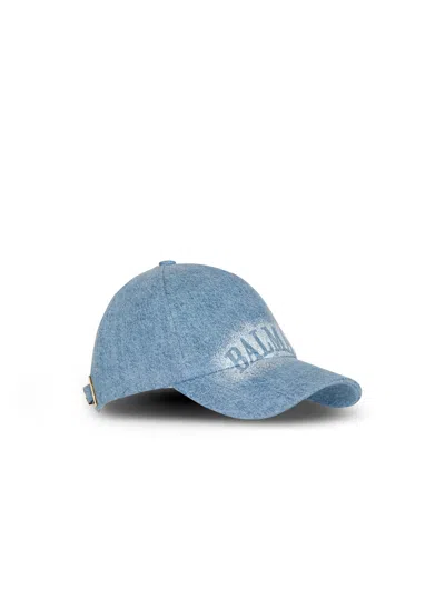 Balmain Logo-detail Baseball Cap In Blue