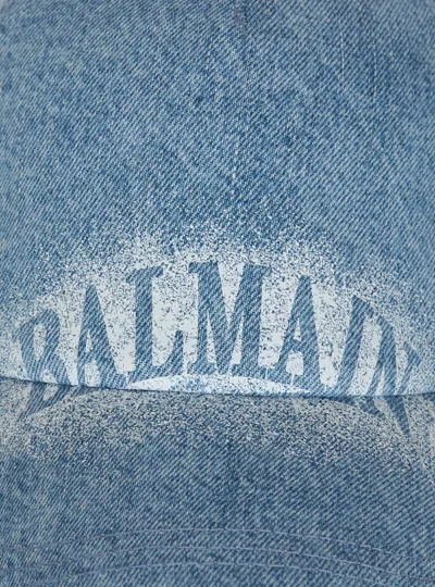 Balmain Logo-detail Baseball Cap In Blue
