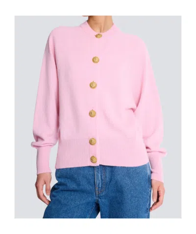 Balmain Eco-cashmere Buttoned Cardigan In Pink