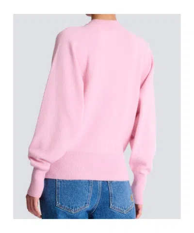 Balmain Eco-cashmere Buttoned Cardigan In Pink