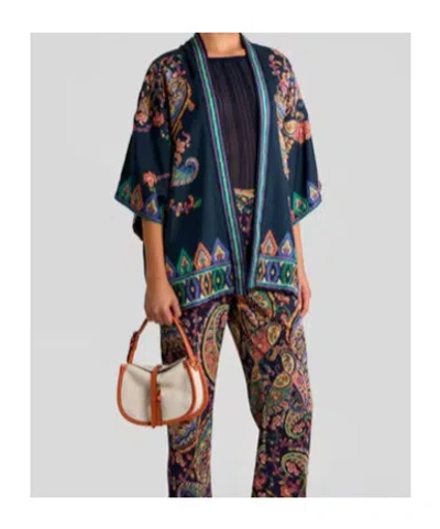 Etro Silk Twill Kesa With Placed Floral Paisley Print In Multi