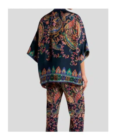 Etro Silk Twill Kesa With Placed Floral Paisley Print In Multi