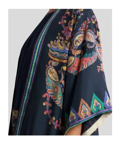 Etro Silk Twill Kesa With Placed Floral Paisley Print In Multi