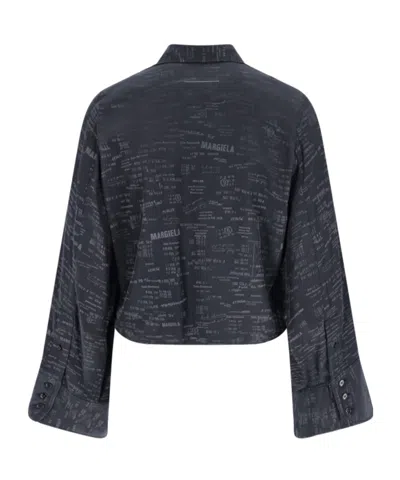 Mm6 Maison Margiela Printed Long Sleeve Shirt Button Cuffs Collar In Gray