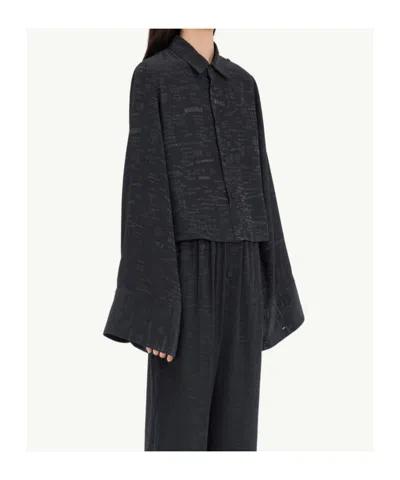 Mm6 Maison Margiela Printed Long Sleeve Shirt Button Cuffs Collar In Gray