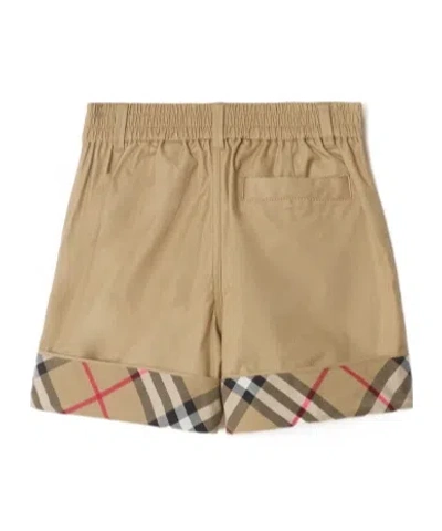 Burberry Check Turn-up Cotton Shorts In Neutral
