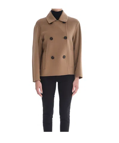 Max Mara Long-sleeved Coat In Brown