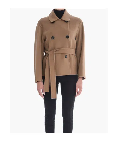 Max Mara Long-sleeved Coat In Brown