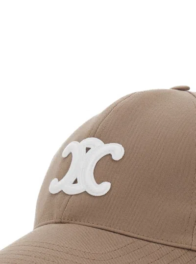 Celine Triomphe Baseball Cap In Gray