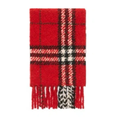 Burberry Womens Post Red Check-pattern Wool-blend Scarf In Red