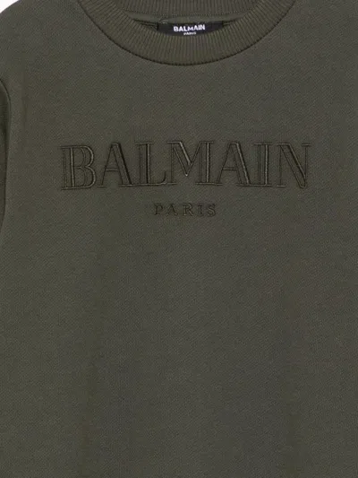 Balmain Logo-embroidered Sweatshirt In Green