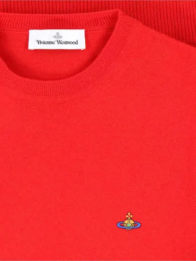 Vivienne Westwood Knit Sweater Crew Neck Ribbed Cuffs Hem In Red