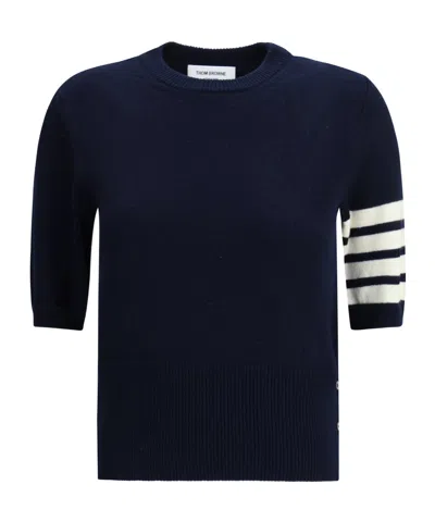 Thom Browne 4-bar Knitted Virgin Wool Sweater In Blue