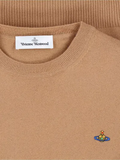 Vivienne Westwood Knitted Crew Neck Sweater Long Sleeves In Brown