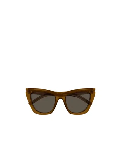 Saint Laurent Eyewear Kate Cat Eye Frame Sunglasses In Brown