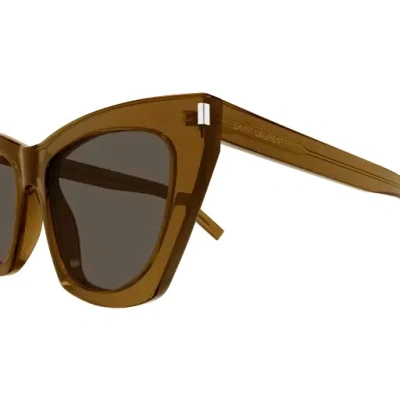 Saint Laurent Eyewear Kate Cat Eye Frame Sunglasses In Brown