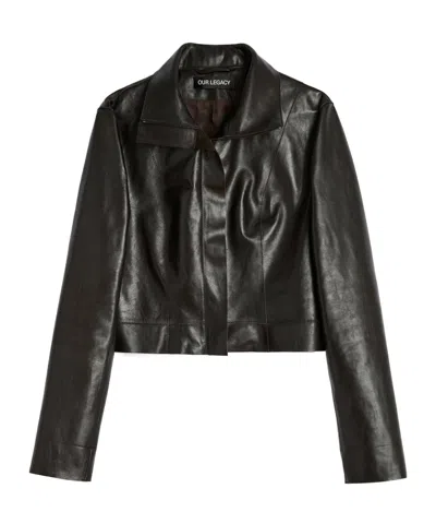Our Legacy Concealed Leather Jacket In Black