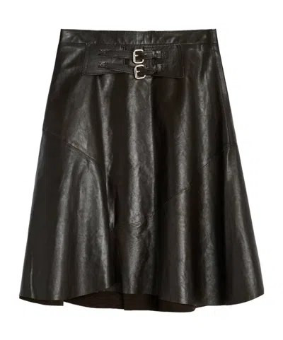 Our Legacy Waltz Leather Midi Skirt In Black