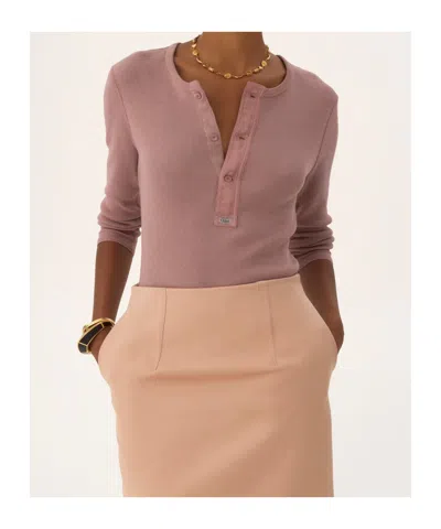 Chloé Fitted Henley Cotton Jersey Shirt Clothing In Pink