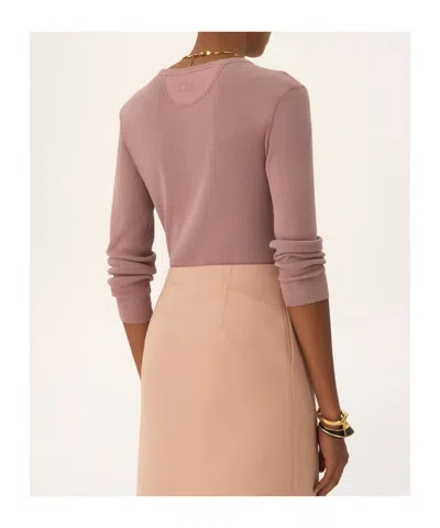 Chloé Fitted Henley Cotton Jersey Shirt Clothing In Pink