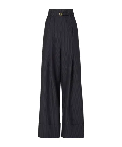 Fendi Pinstripe Belted Trousers In Multi