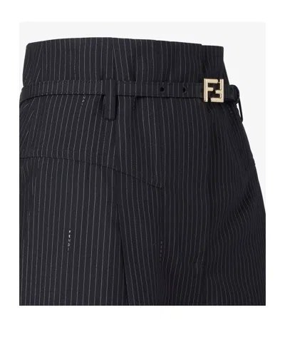 Fendi Pinstripe Belted Trousers In Multi