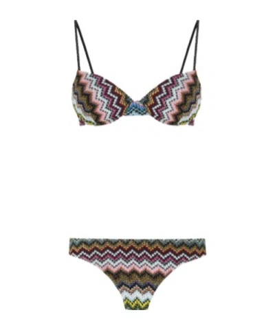 Missoni Pixelated Zigzag Balconette Bikini In Multi