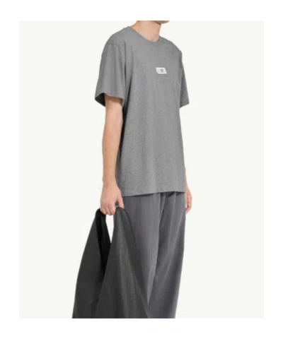 Mm6 Maison Margiela Light Grey T-shirt With Numeric Signature Patch In Gray