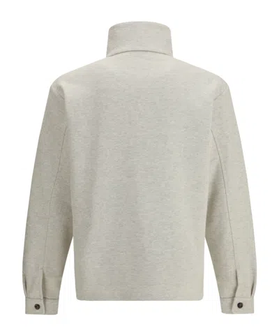 Tom Ford Cotton Sweatshirt With A Partial Front Button Closure In Gray