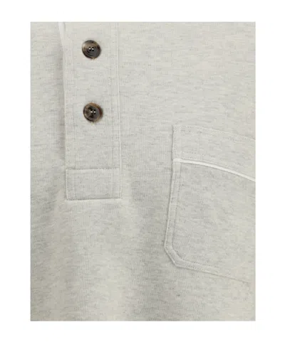 Tom Ford Cotton Sweatshirt With A Partial Front Button Closure In Gray