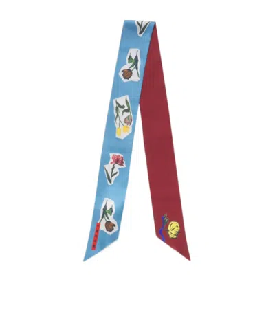 Marni Womens Fcr35 Floral Collage-print Silk Scarf In Blue
