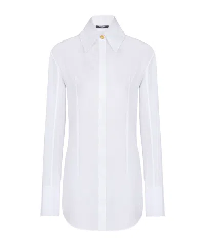 Balmain Cotton Poplin Shirt In White