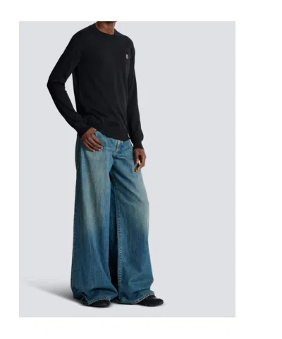 Balmain Fine Silk And Cotton Jumper In Black