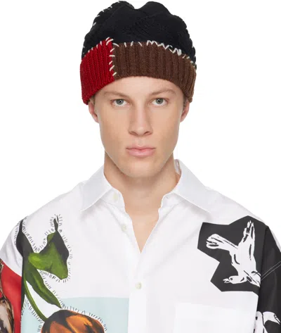 Marni Black Wool Mixed Knit Beanie In Black