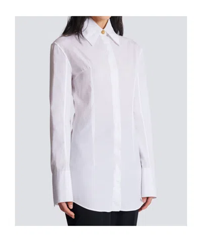Balmain Cotton Poplin Shirt In White