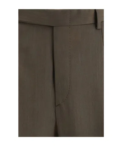 Brioni Bicolor Fleece Wool Casual Pants In Green